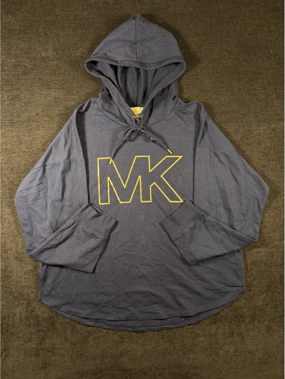 Michael Kors XL Navy Blue Hoodie with Yellow MK Logo